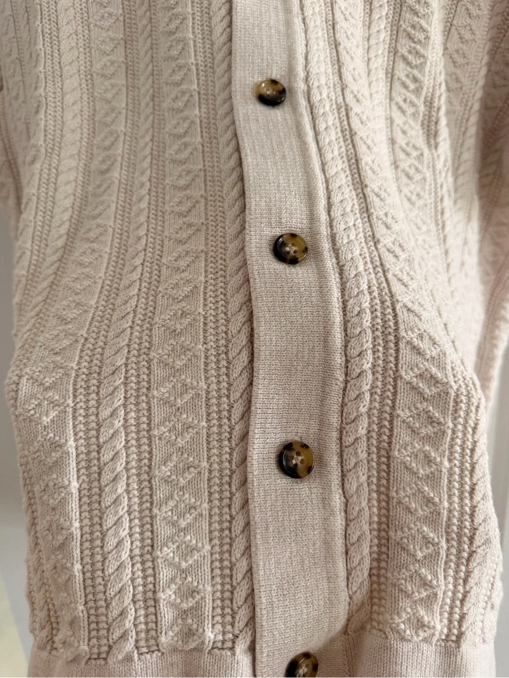 J. Crew Men's Short-Sleeve Knit Polo Cardigan in Beige